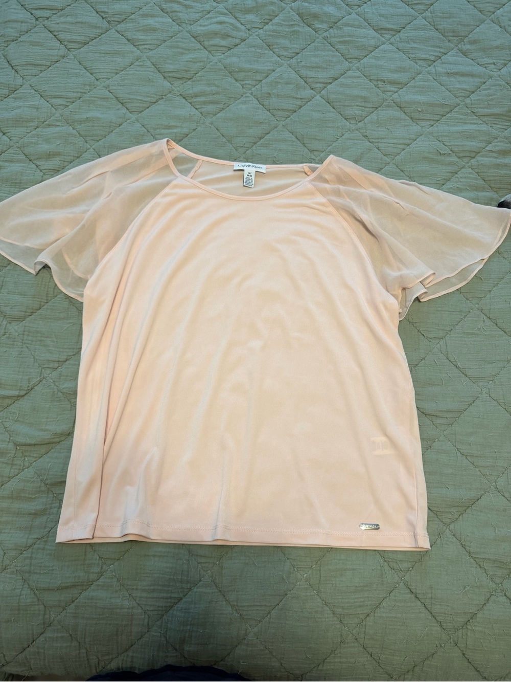 Calvin Klein Light Pink Short-Sleeve Flutter Tee